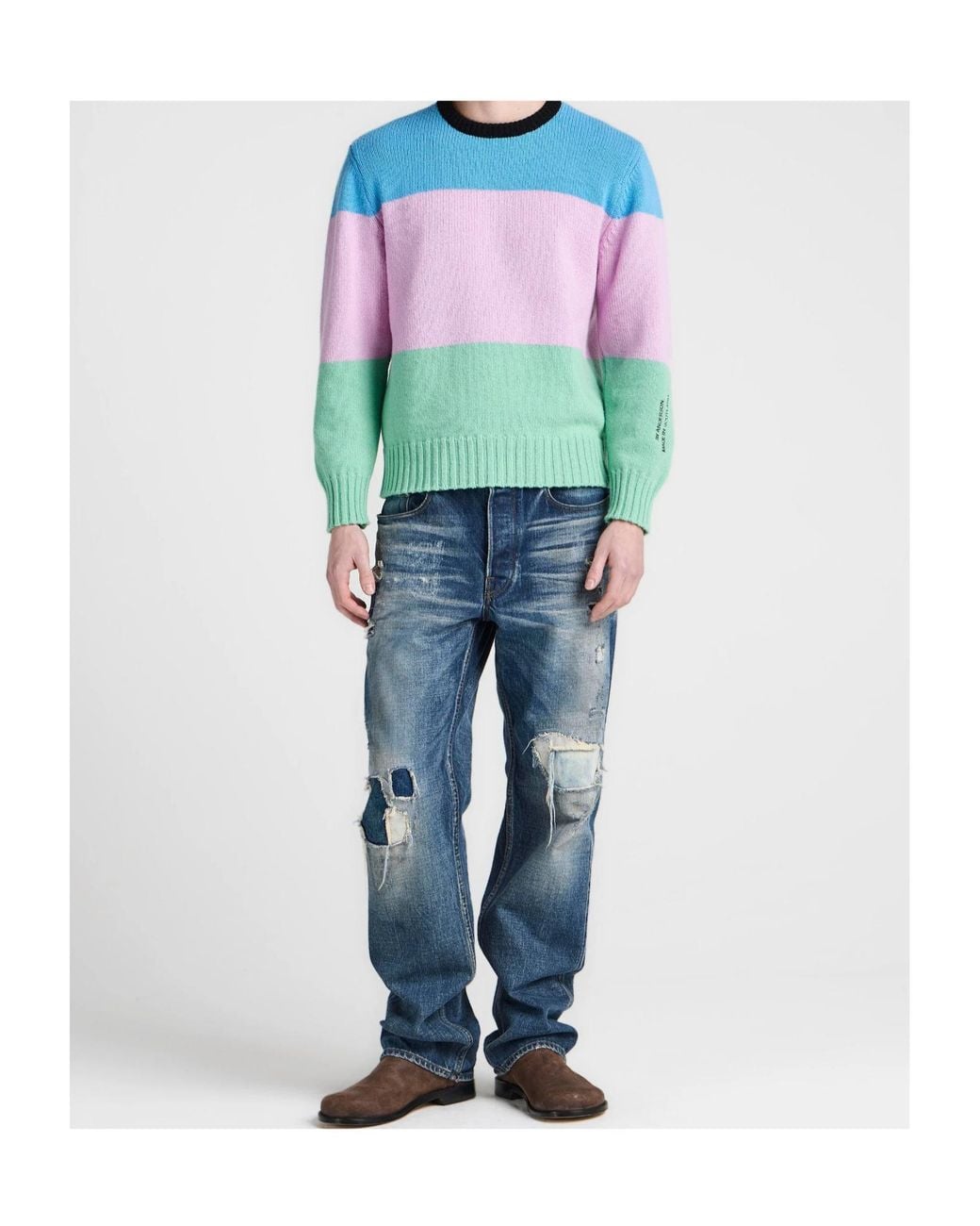 J.W. Anderson Blue Knitted Striped Sweater for men
