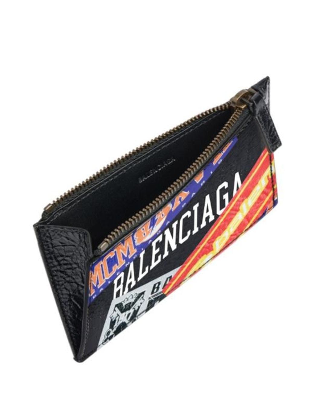 Balenciaga White Logo Printed Zip Pouch Wallet for men