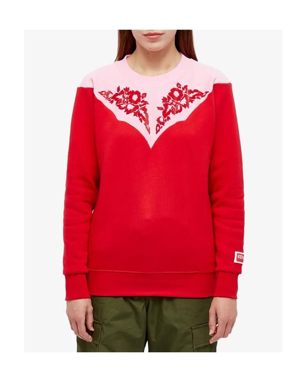 KENZO Red Floral Yoke Sweatshirt