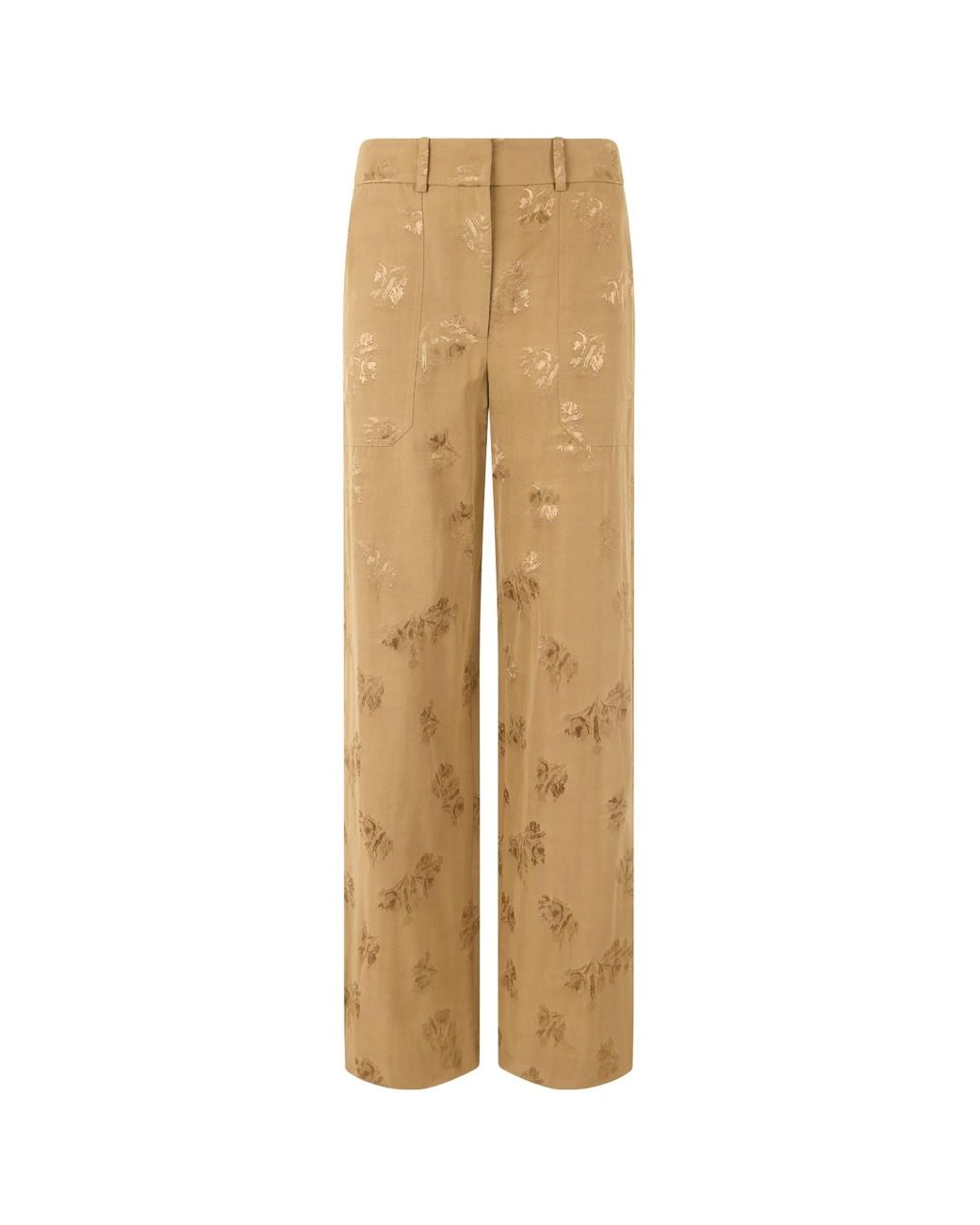 Veronica Beard Natural High-Rise Floral Jacquard Pants