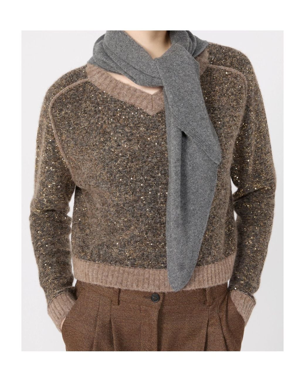Weekend by Maxmara Green Cropped Alpaca-Blend Sweater