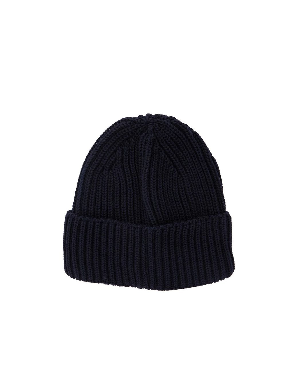 C P Company Blue Logo Plaque Knit Beanie for men