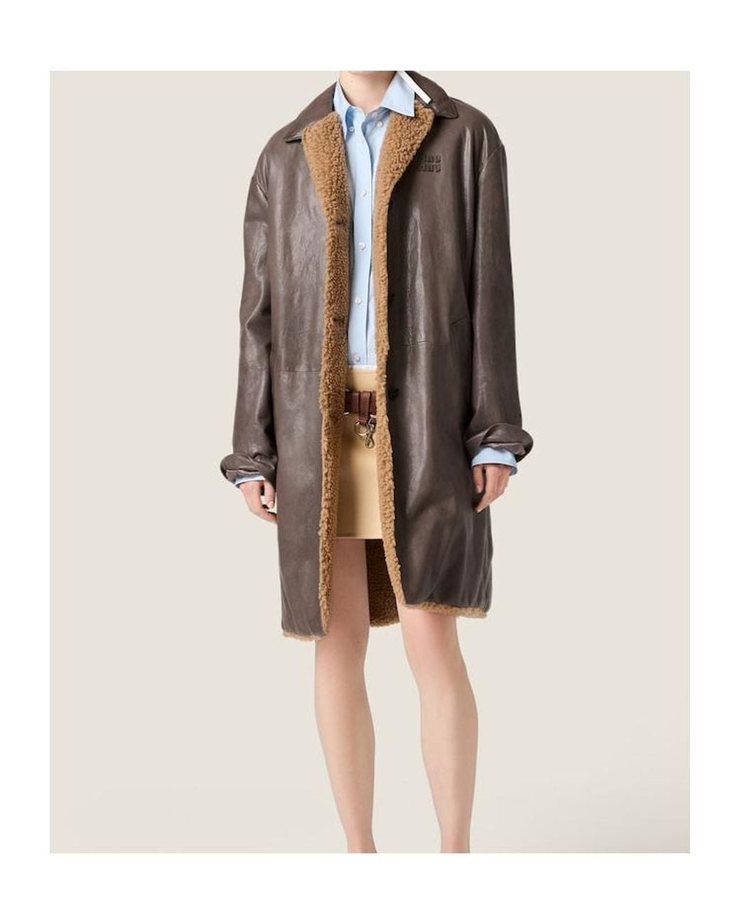 Miu Miu Brown Leather Coat