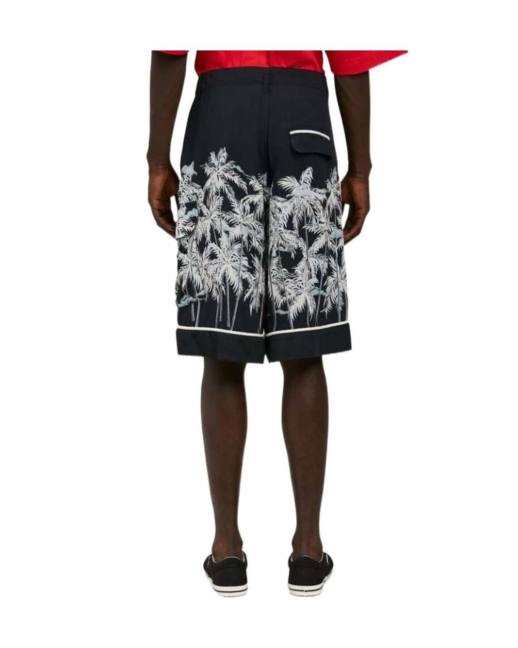 Palm Angels Blue Palms-Print Bermuda Shorts for men