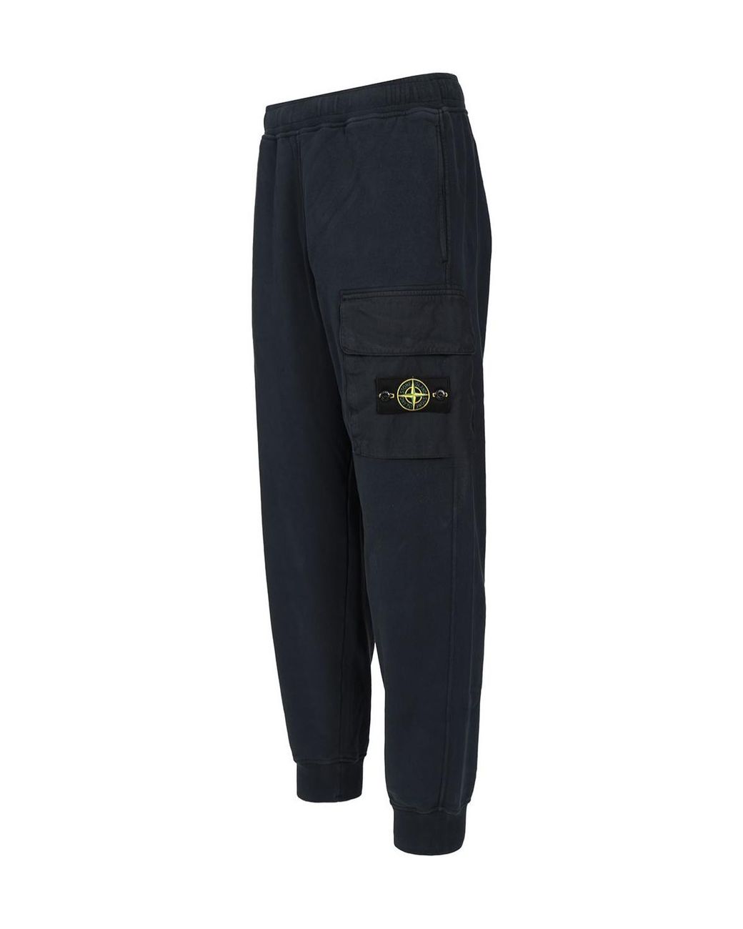 Stone Island Blue Logo Patch Tapered Leg Pants for men