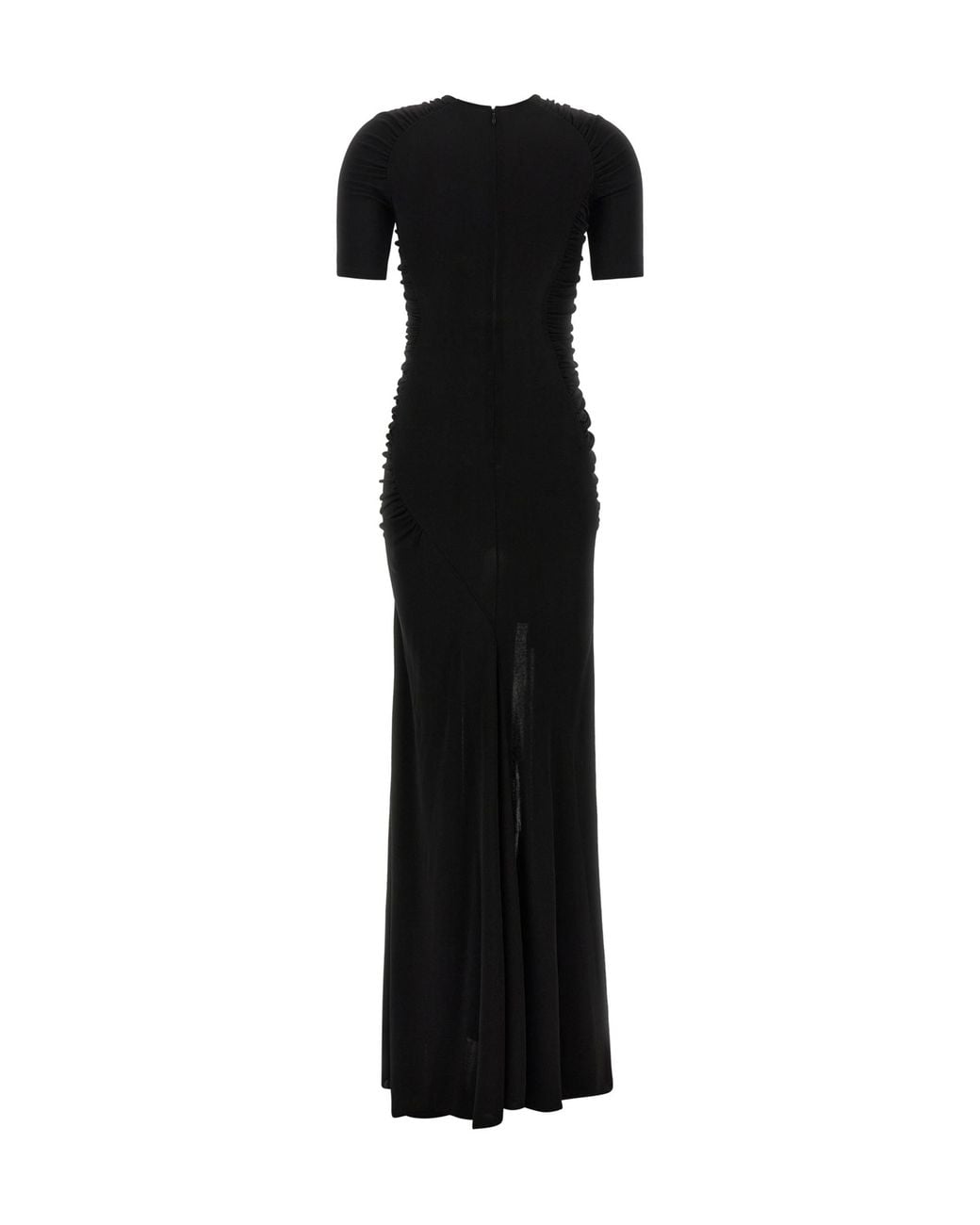 Victoria Beckham Black Curling Ruched Maxi Dress