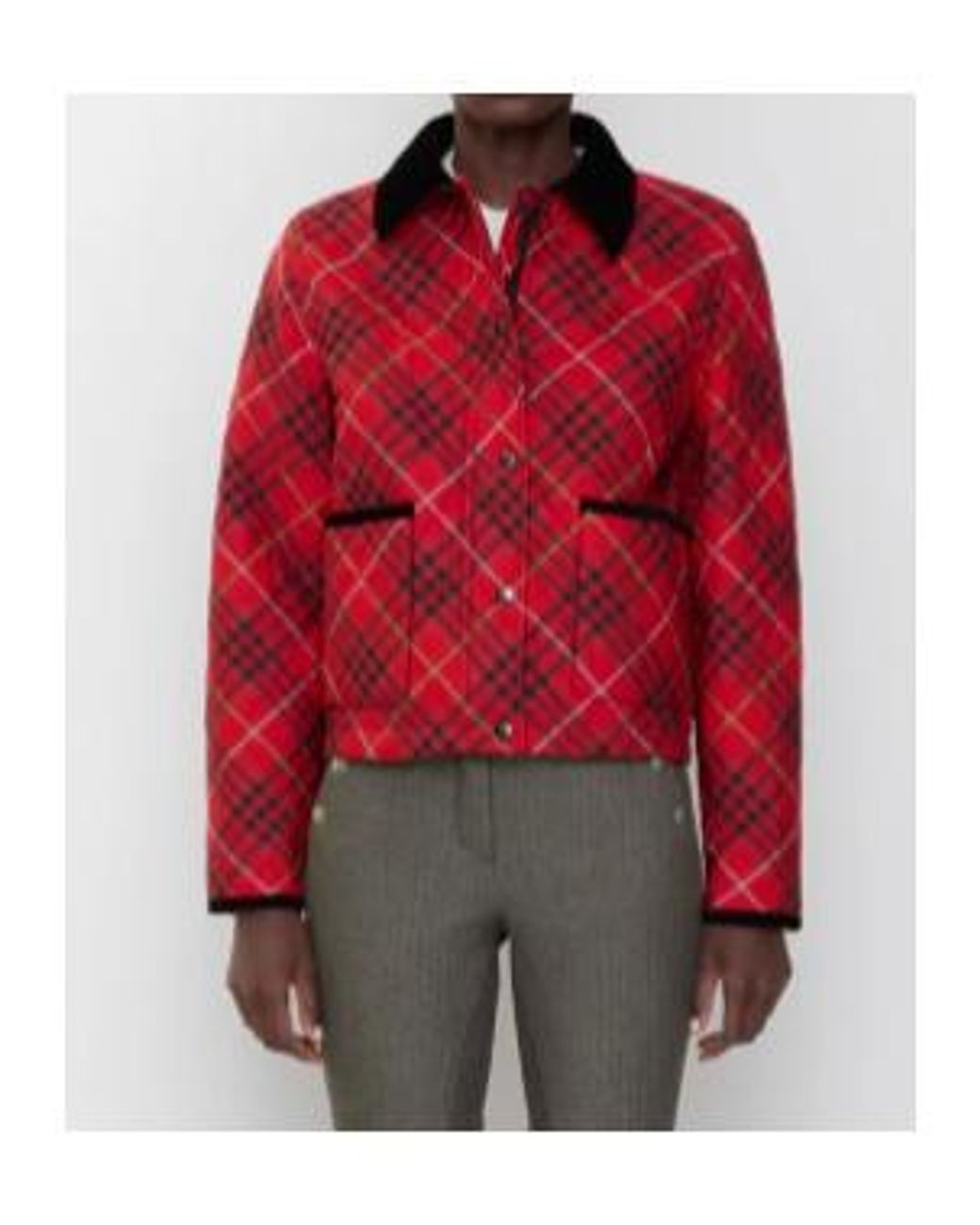 Burberry Red Quilted Cropped Jacket