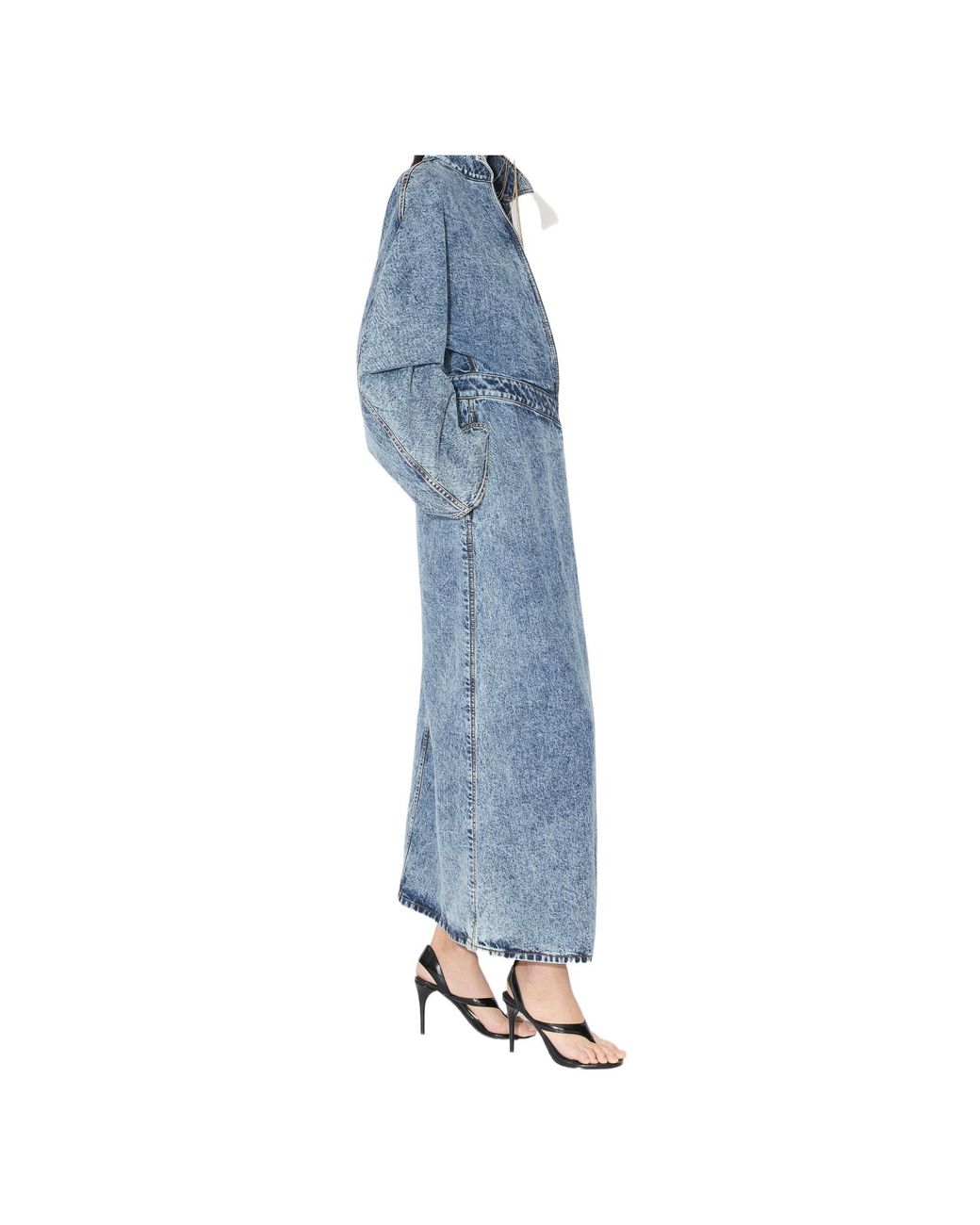 Alaïa Blue Alaã¯A Long Denim Spiral Trench