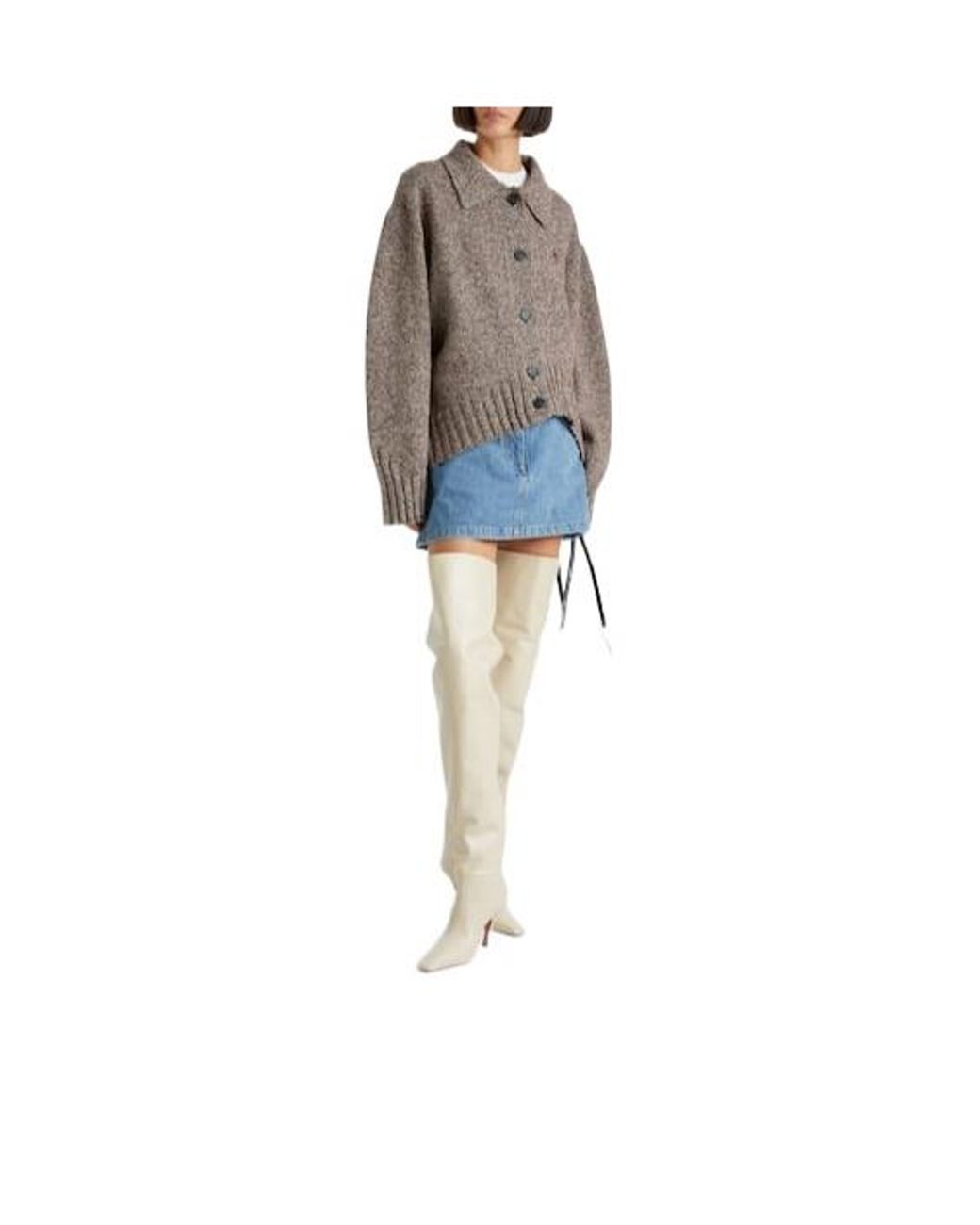 AMINA MUADDI White Leather Over-The-Knee Boots