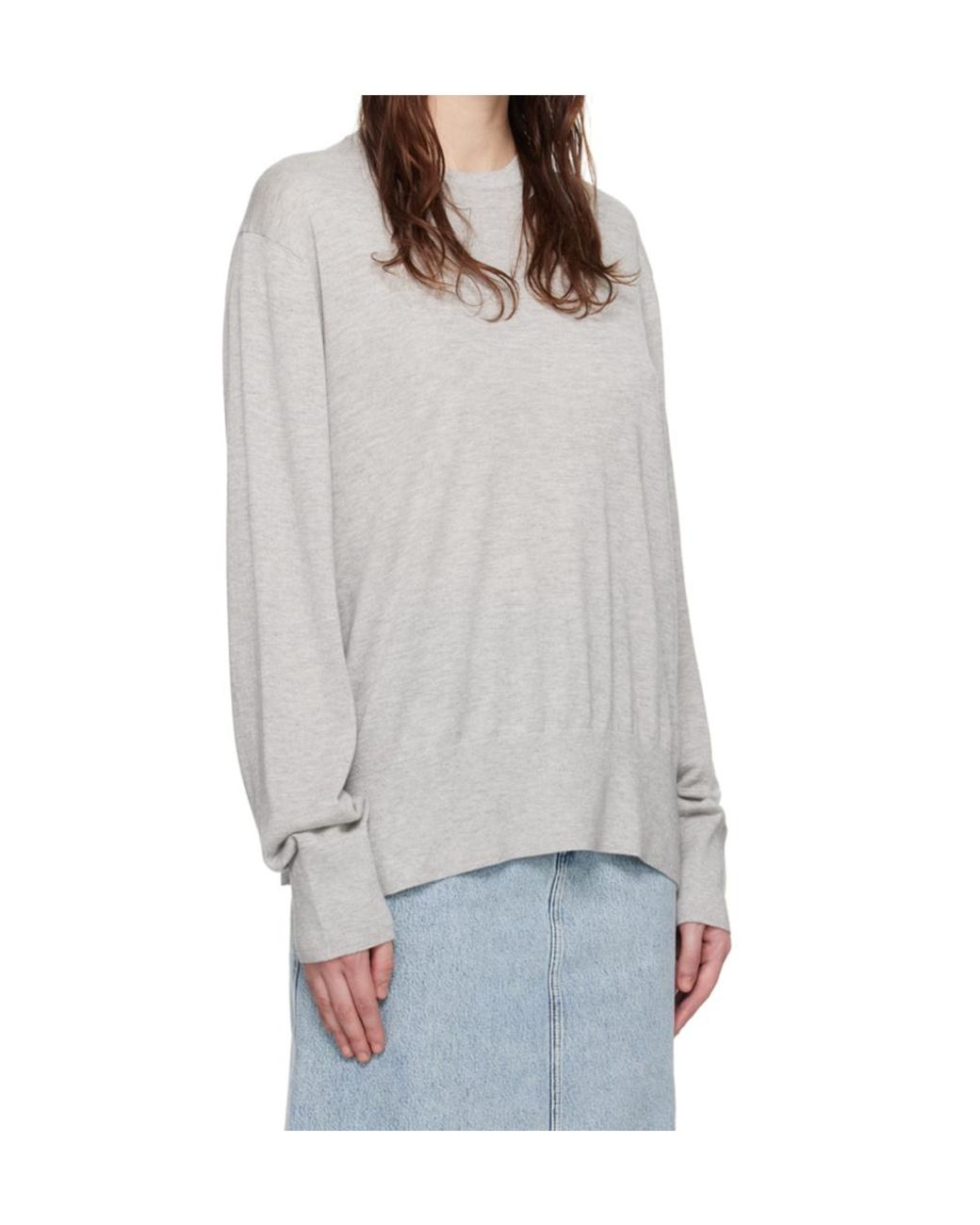 Totême Gray Totême Ribbed Crewneck Sweater