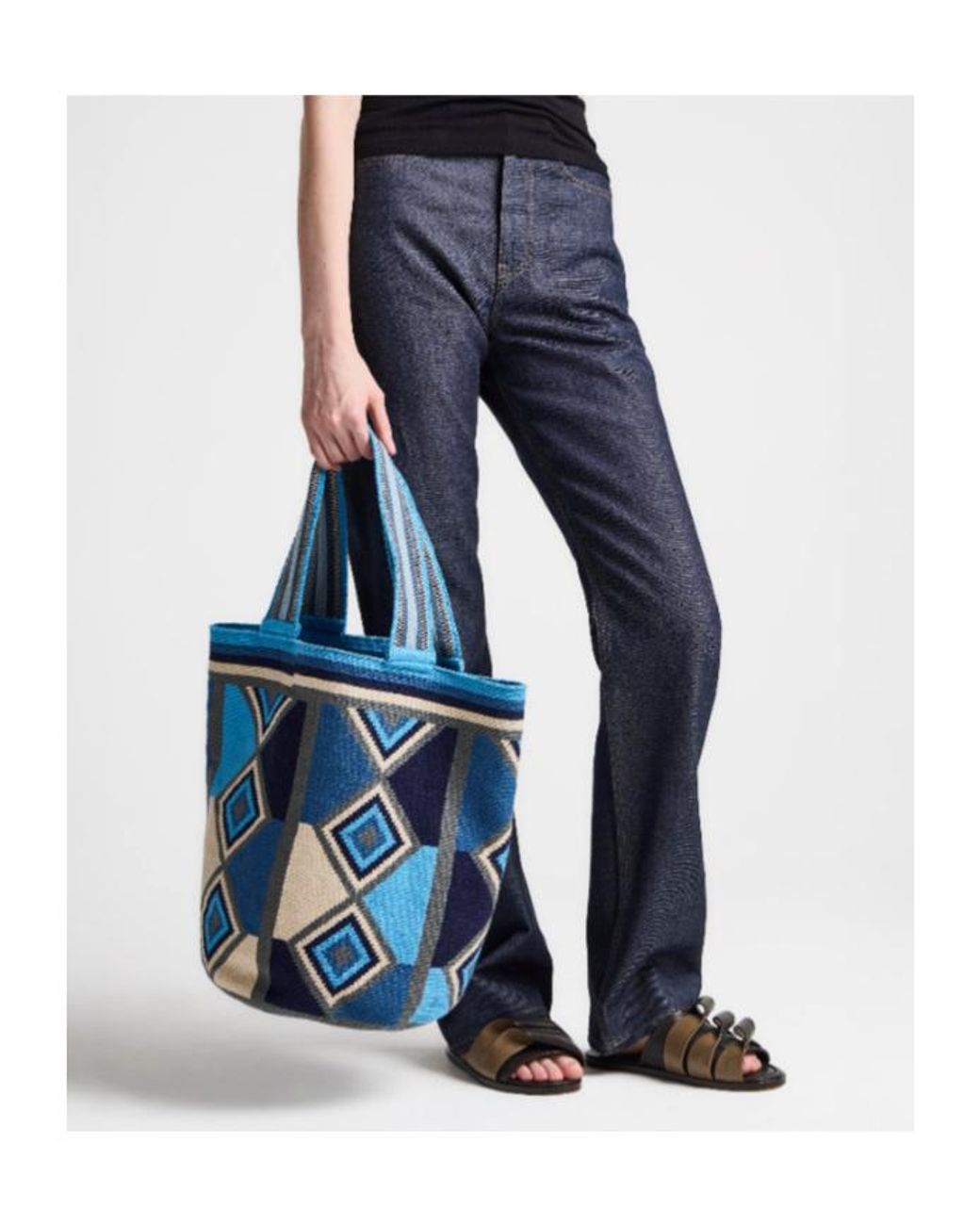 J.W. Anderson Blue Jw Anderson Pattern-Intarsia Knitted Tote Bag