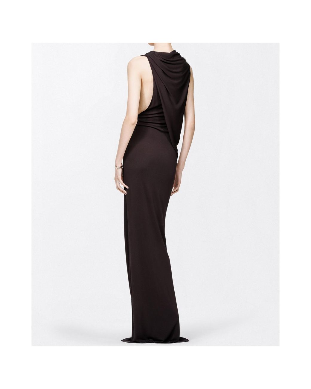 Tom Ford Brown Draped-Neck Maxi Dress