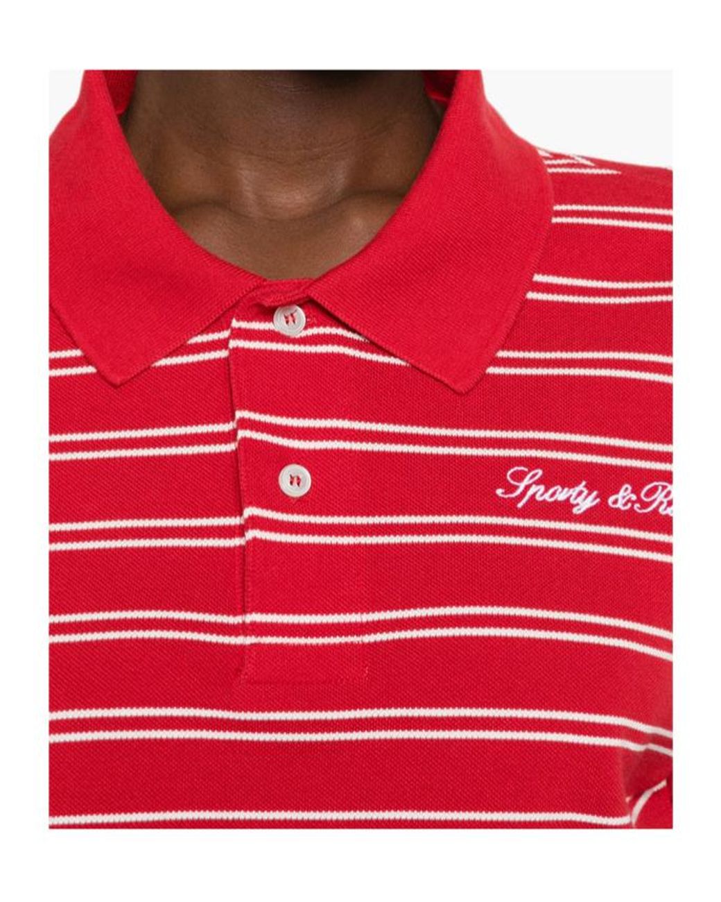 Sporty & Rich Red Striped Polo Shirt