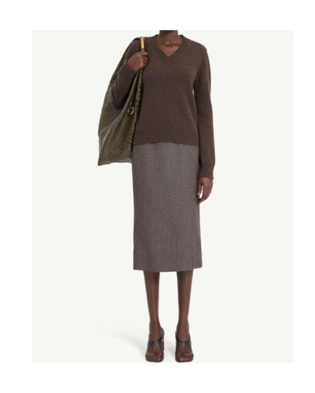 MM6 by Maison Margiela Brown V-Neck Knitted Jumper