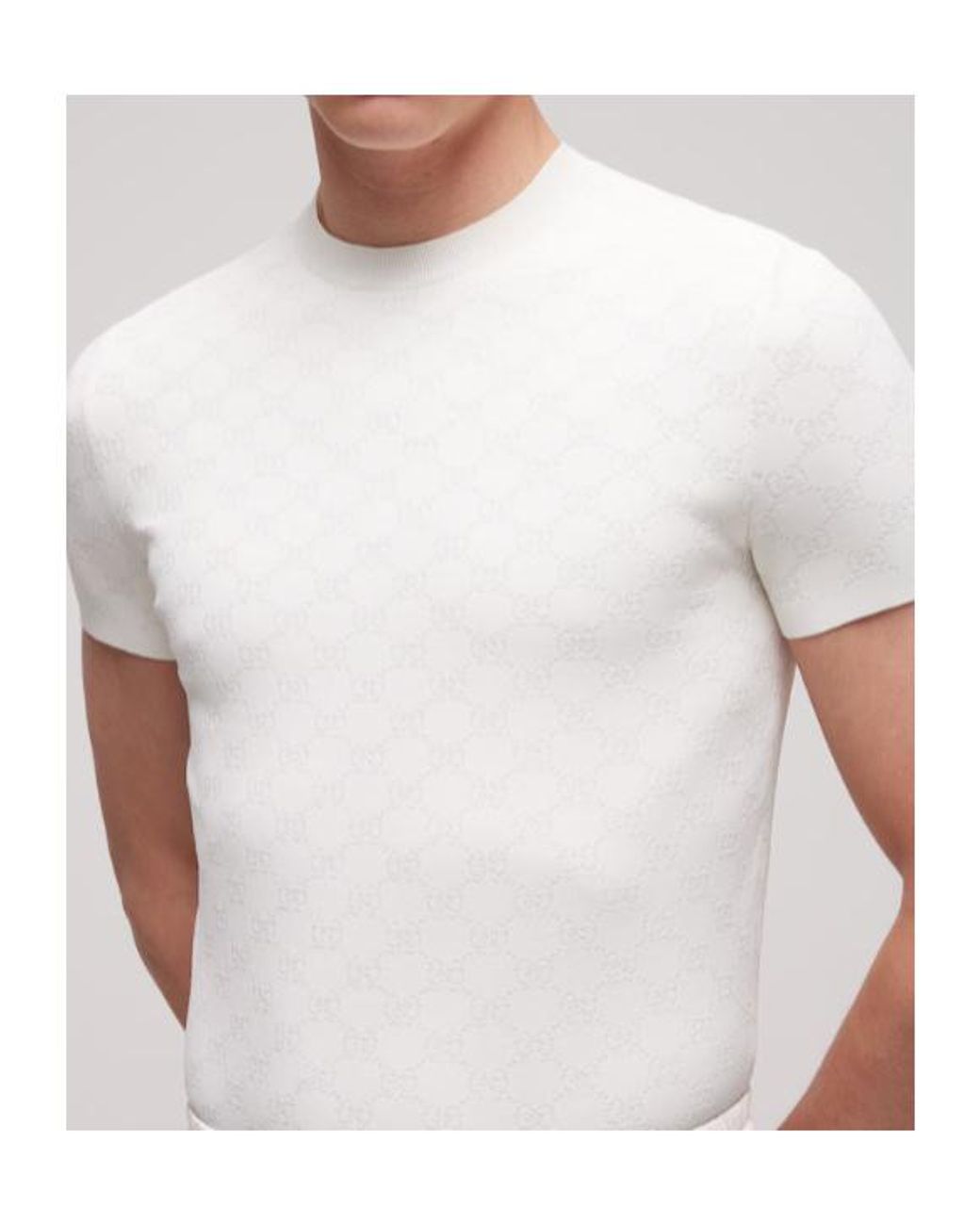 Gucci White Technical Gg Jacquard Fabric T-Shirt for men