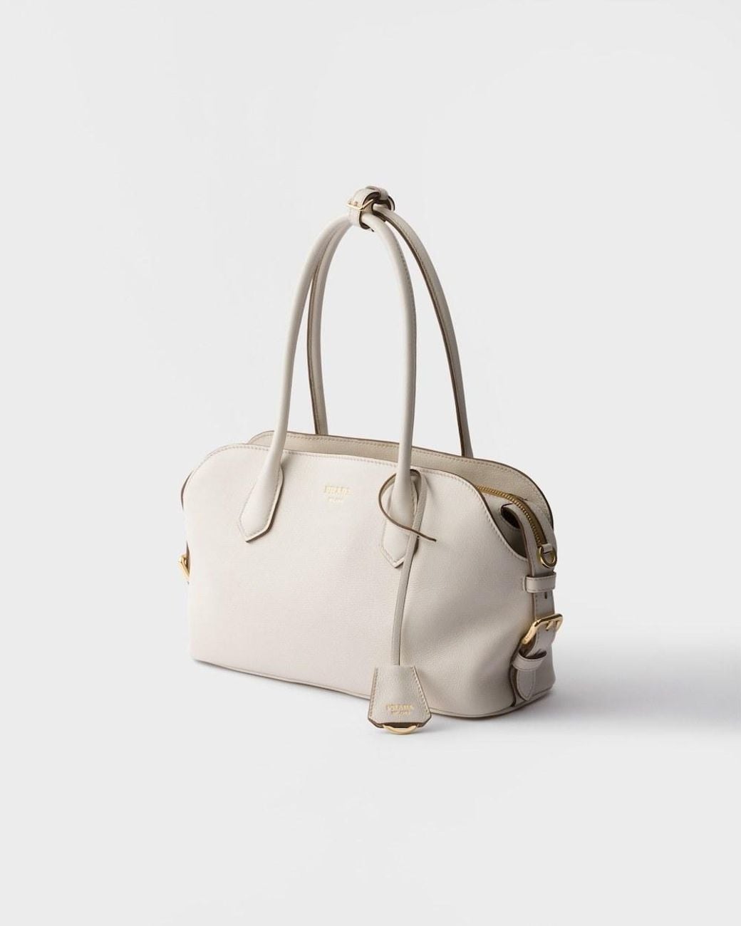Prada Natural Signet Medium Leather Tote Bag