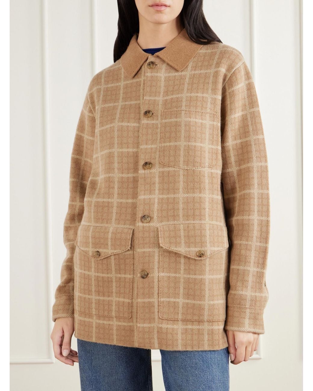 Guest In Residence Natural Checked Wool And Cashmere-Blend Jacket