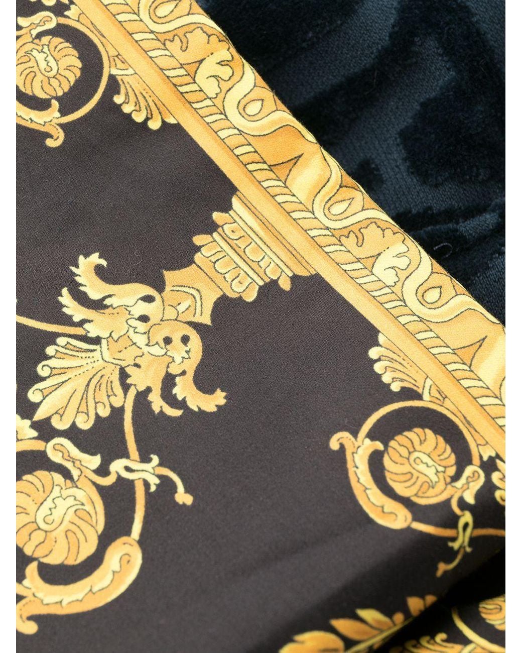 Versace Blue Barocco-Panel Logo Devoré Robe