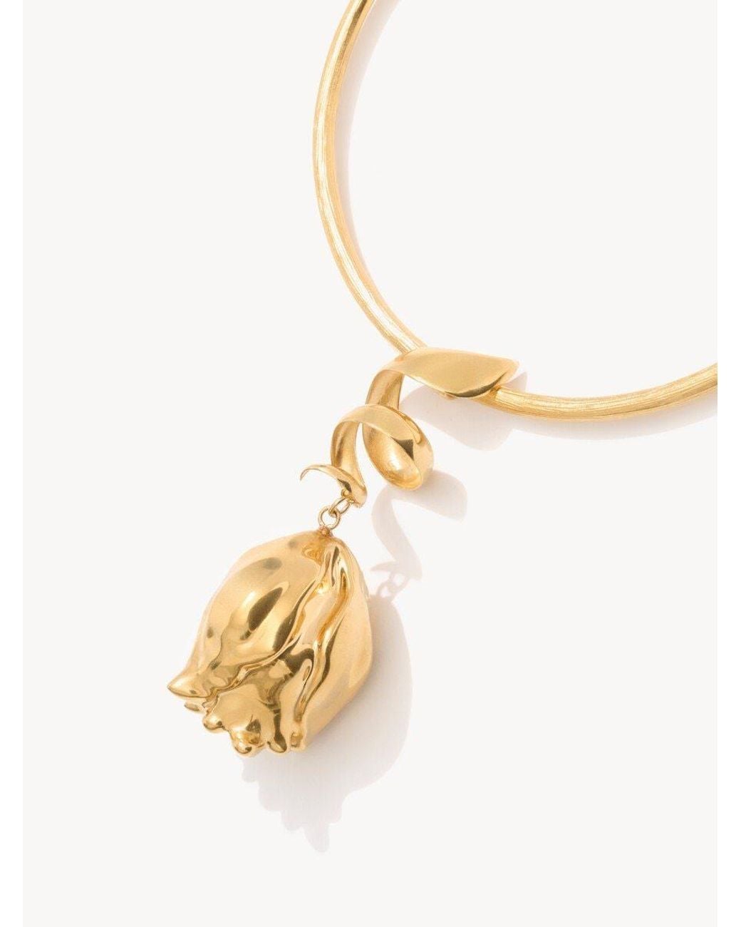 Chloé Metallic Chloé Floral Pendant Necklace