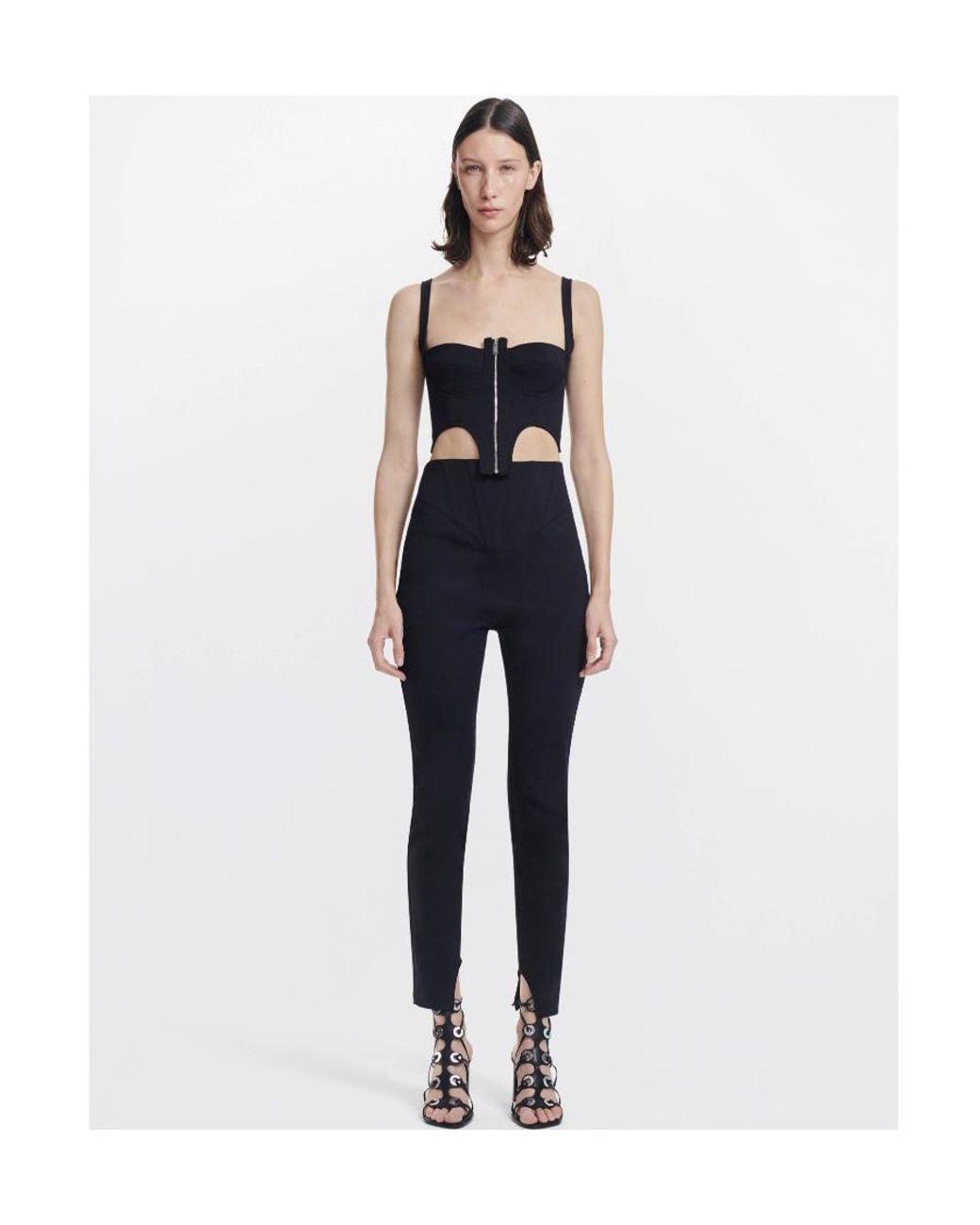 Dion Lee Black Zip-Front Bustier Top