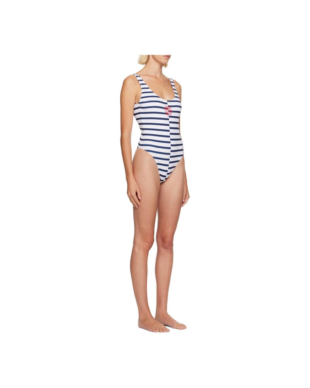 Jean Paul Gaultier White Classic Striped Swimsuit
