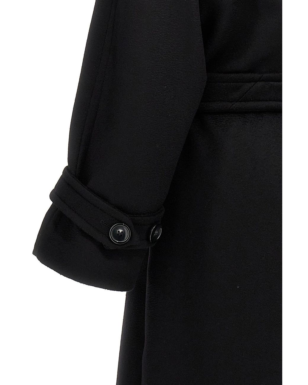 Sportmax Black Leandro Double-Breasted Long-Sleeved Coat