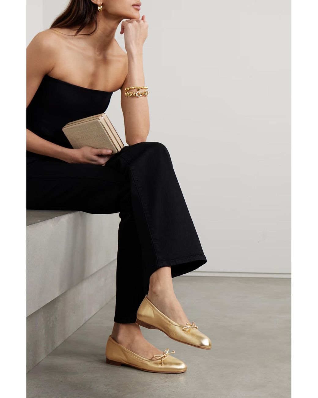 Manolo Blahnik Natural Veralli Ballet Flats