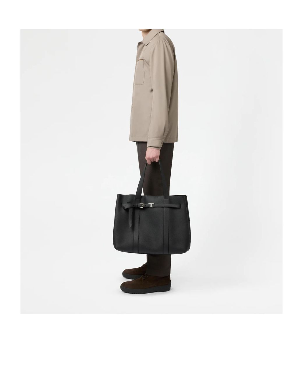 Tod's Black Belted Leather Tote Bag for men