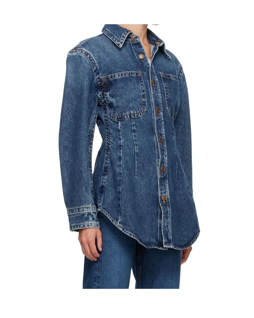 Agolde Blue Wilma Panelled Denim Shirt