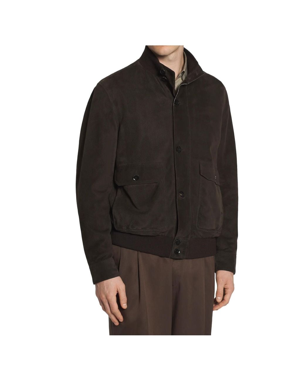 Brioni Black Dark Perforated Suede 75 Blouson for men