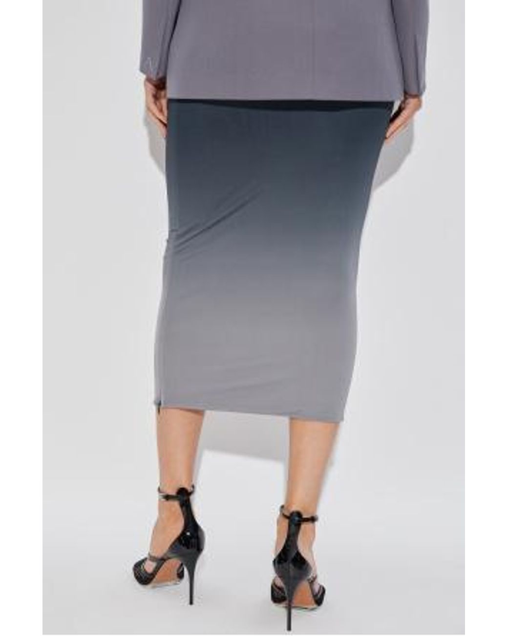Alaïa Gray Alaïa Side Zipped Midi Skirt