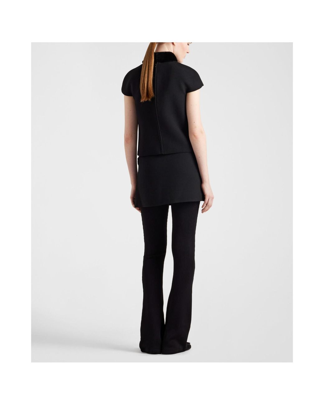 Prada Black Back-Zip Short-Sleeved Top
