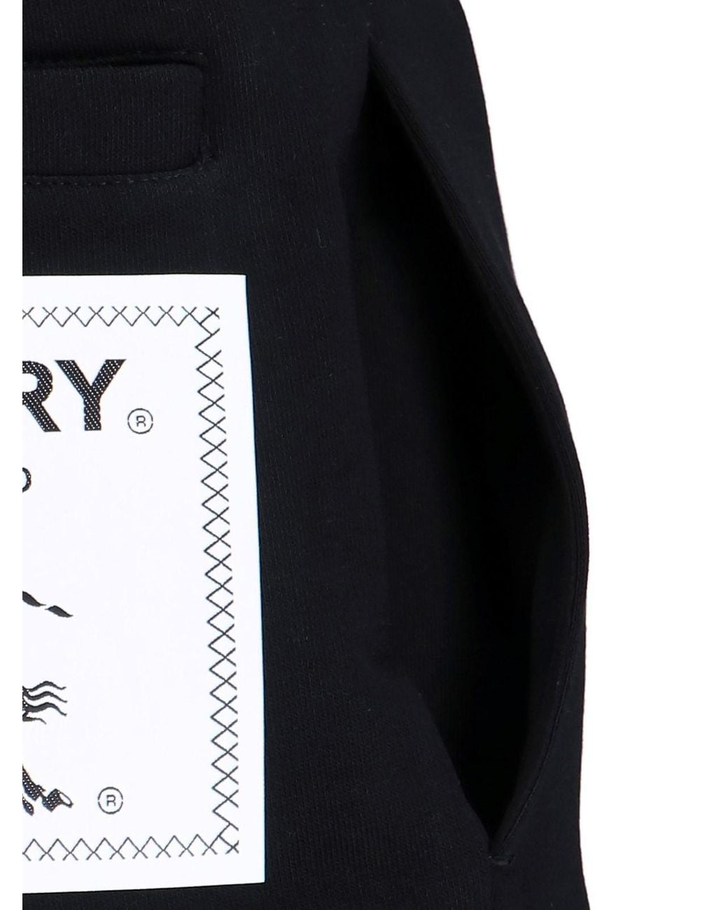 Burberry Black Equestrian Knight Patch Jogging Pants for men