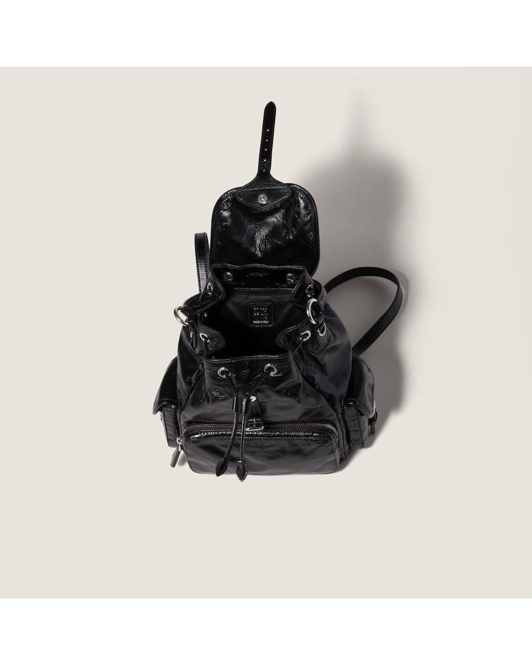 Miu Miu Black Shiny Leather Backpack