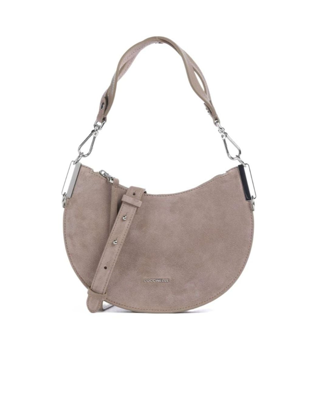Coccinelle White Curved Zip Shoulder Bag