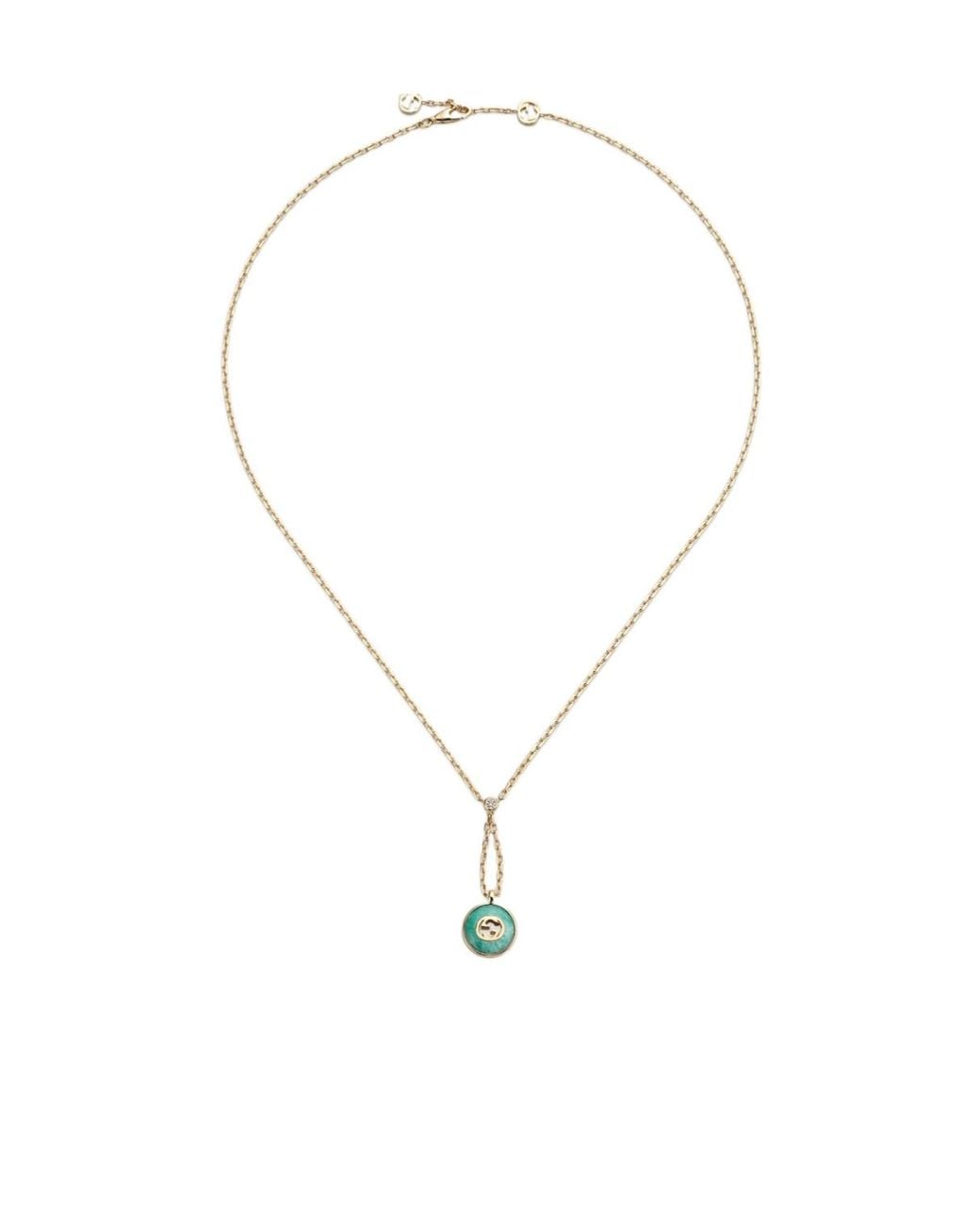 Gucci White Interlocking 18K Pendant Necklace