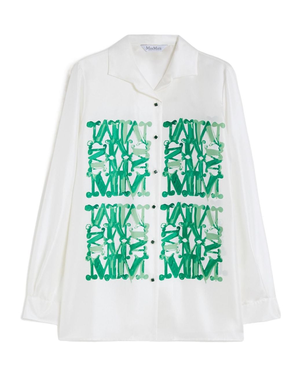 Max Mara Green Nabil Logo Printed Button-Up Shirt