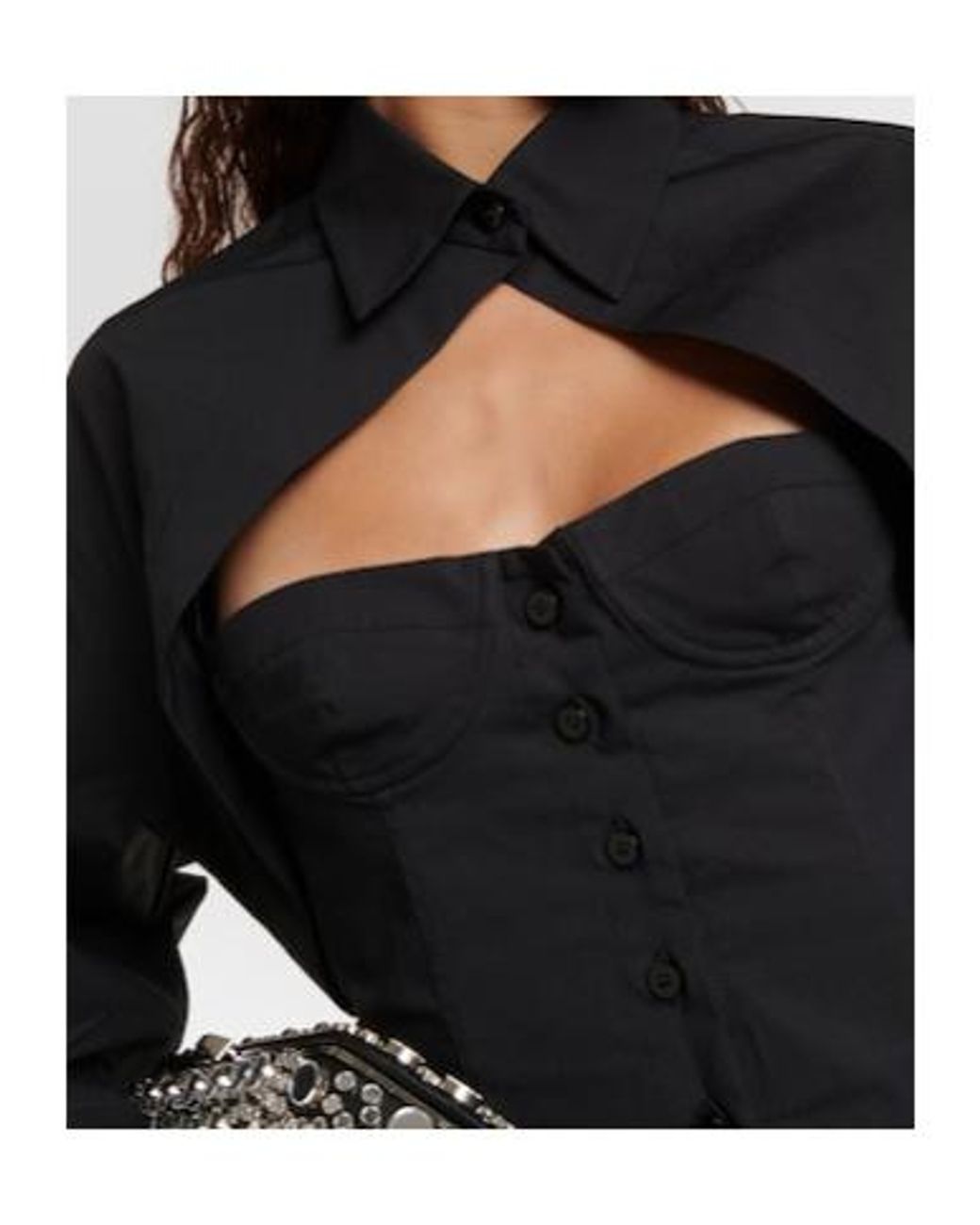 The Attico Black Cutout Cotton-Blend Minidress