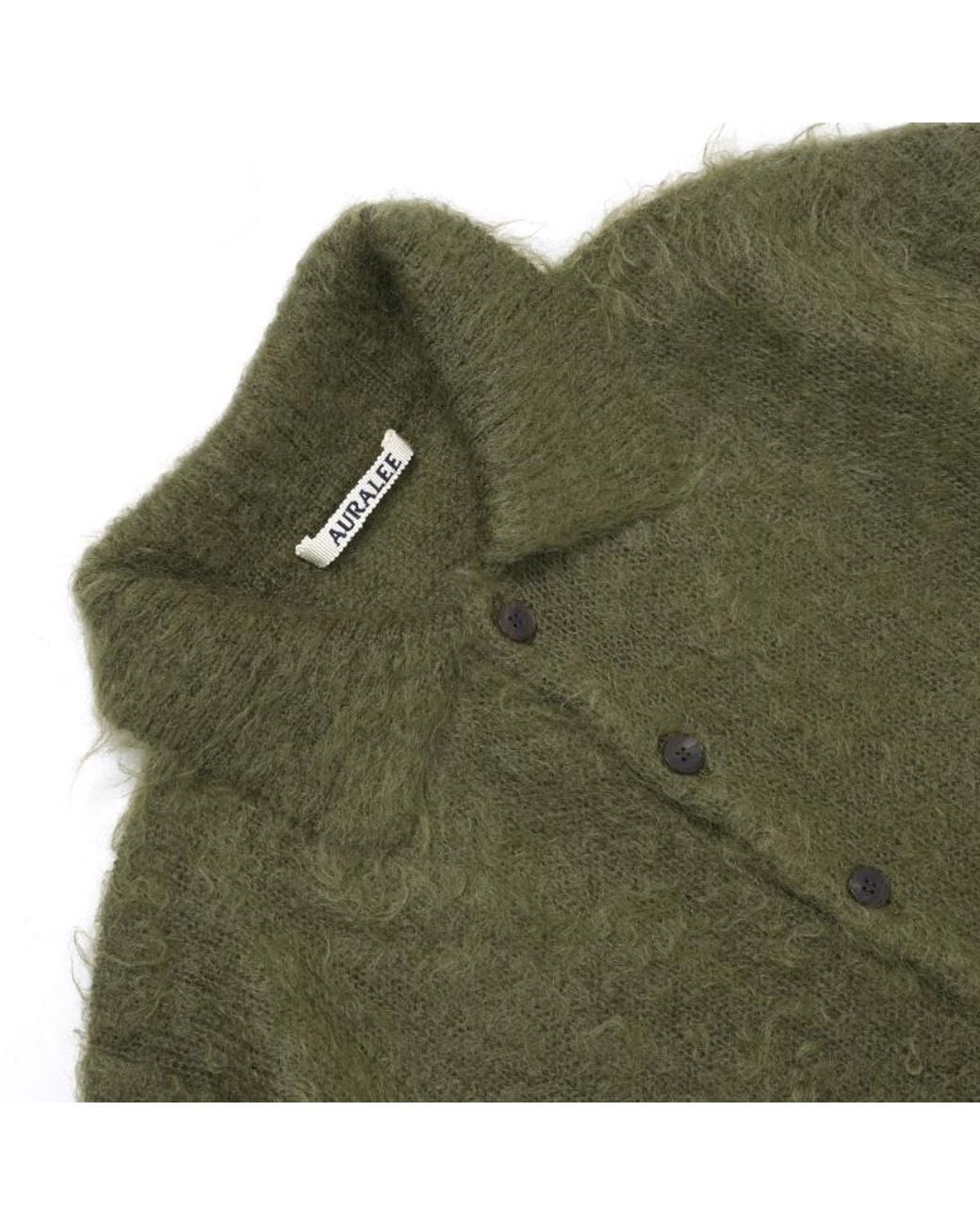 Auralee Green Brushed Mohair Polo Knitwear for men