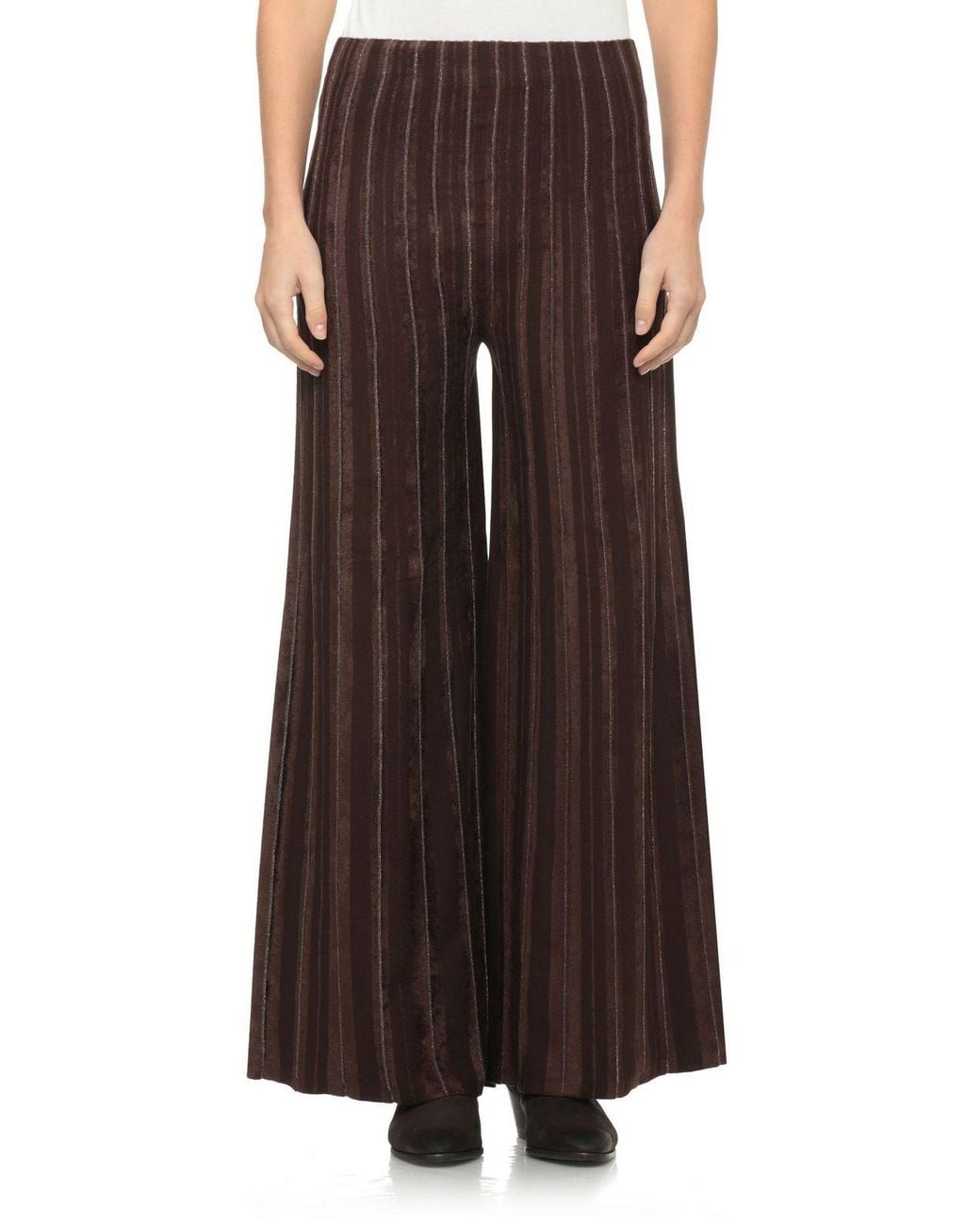 D.exterior Brown Elastic Waist Wide-Leg Pants