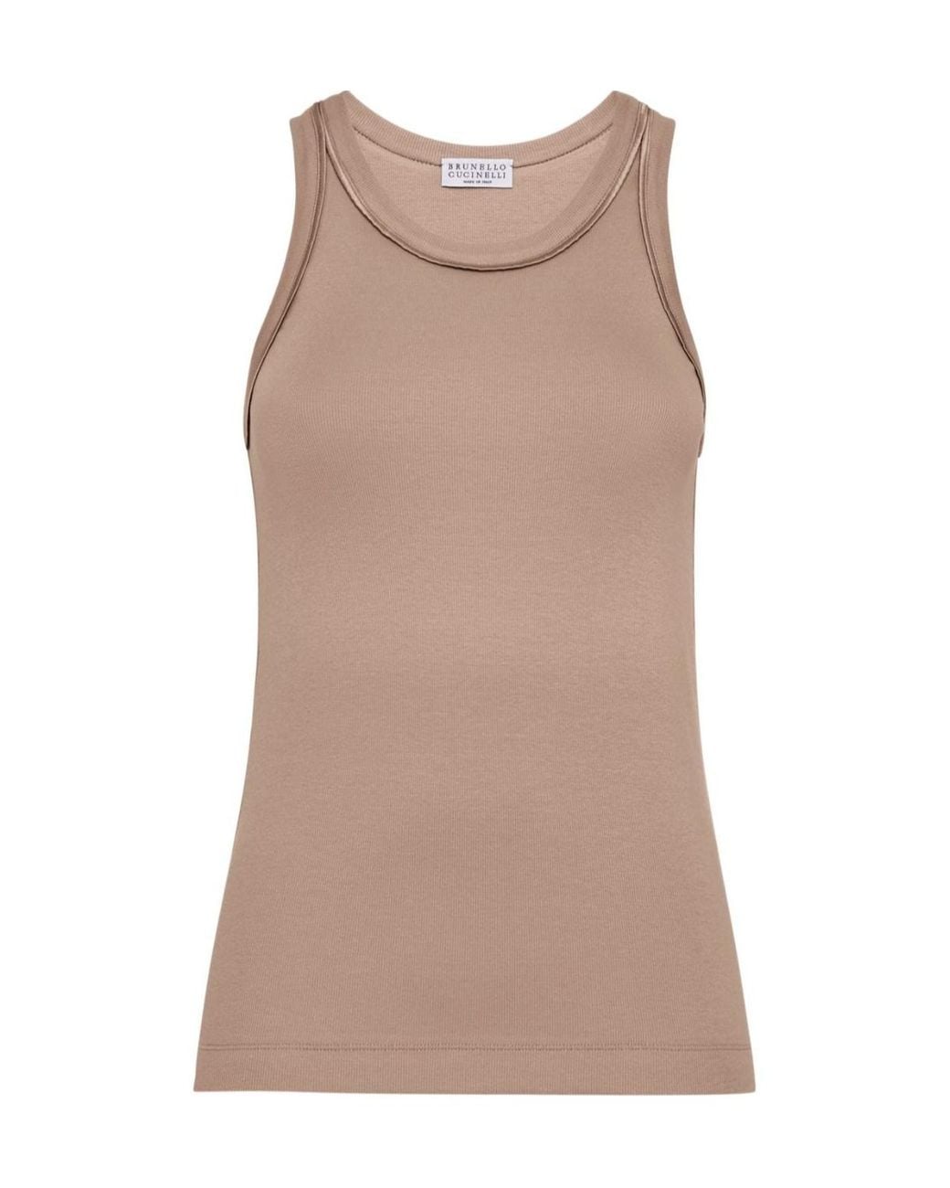 Brunello Cucinelli Brown Stretched Ribbed Jersey Top