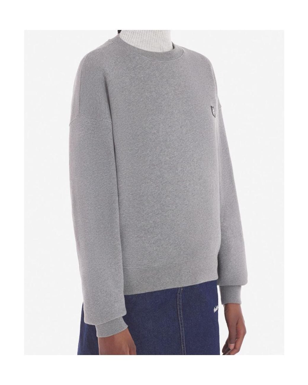 Maison Kitsuné Gray Maison Kitsuné Fox Patch Crewneck Sweatshirt