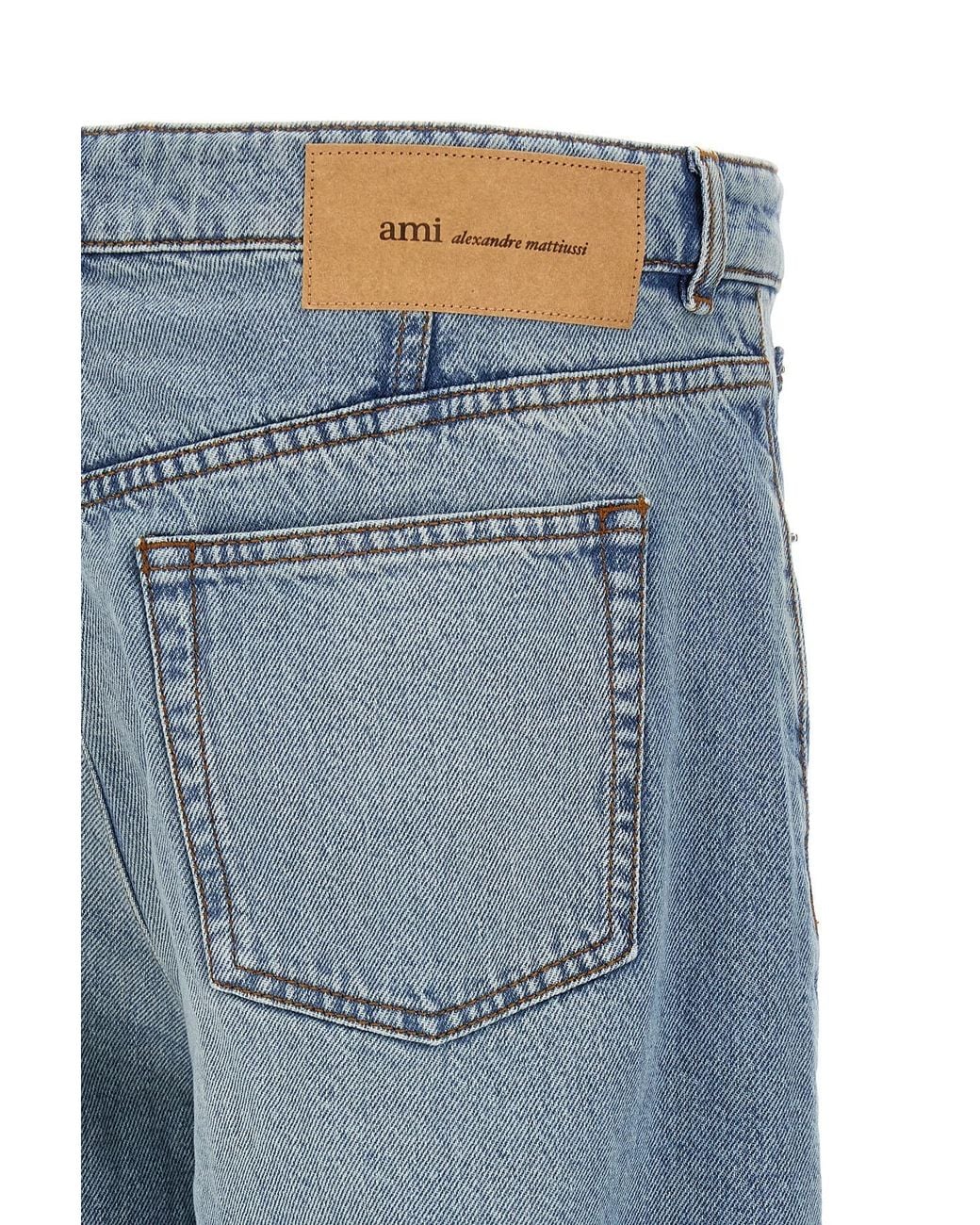 AMI Blue Ami Wide-Leg Jeans for men