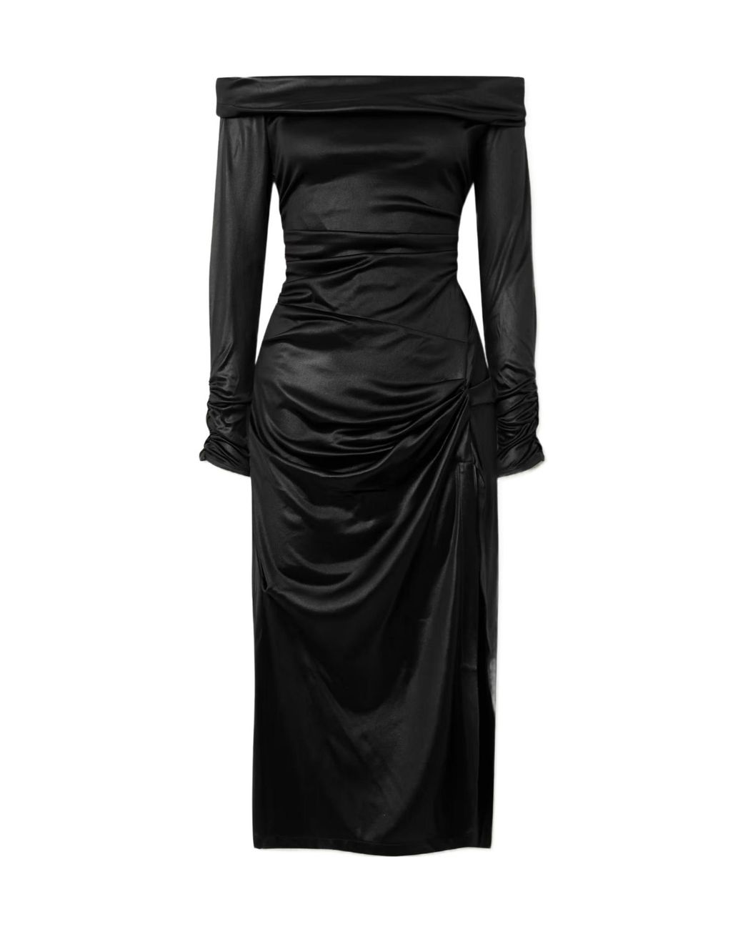 Isabel Marant Black Off-Shoulder Pleated Dress