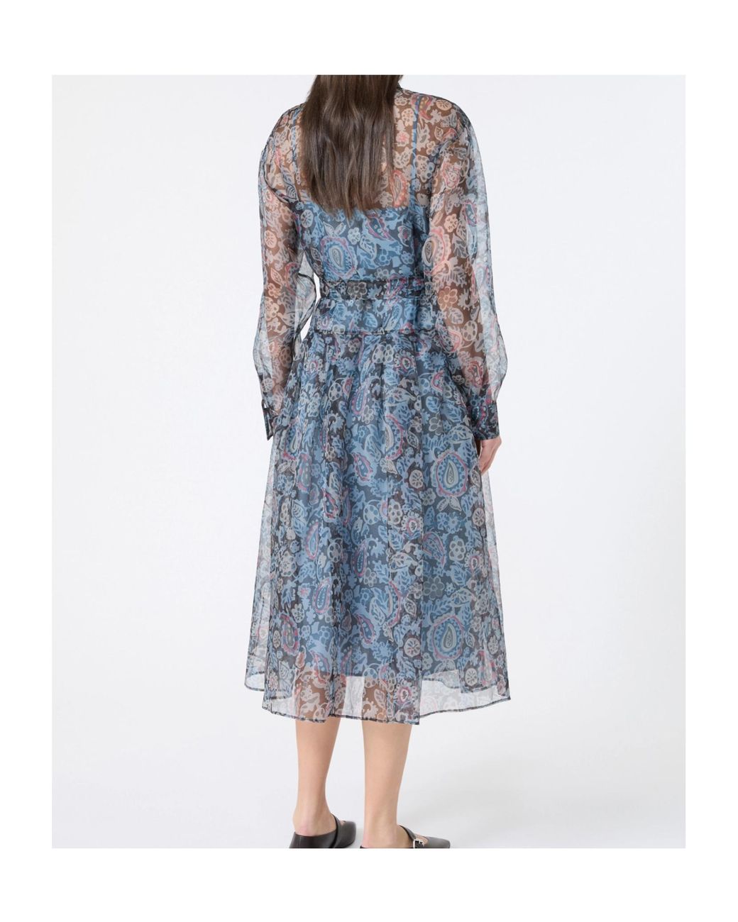 Weekend by Maxmara Blue Printed Silk Shirt Dress