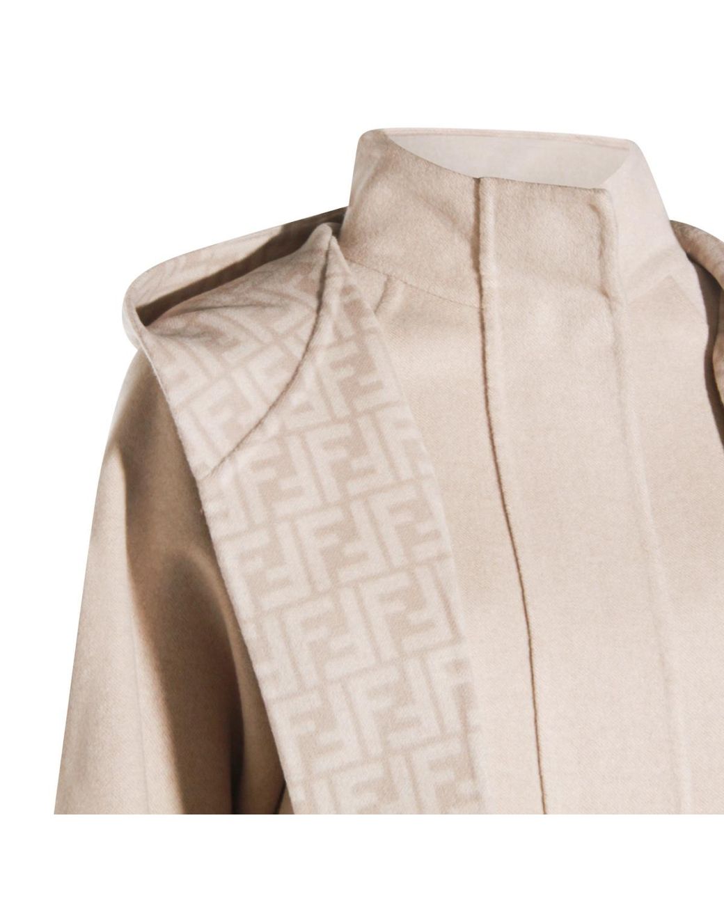 Fendi Natural Ff Motif Hooded Jacket