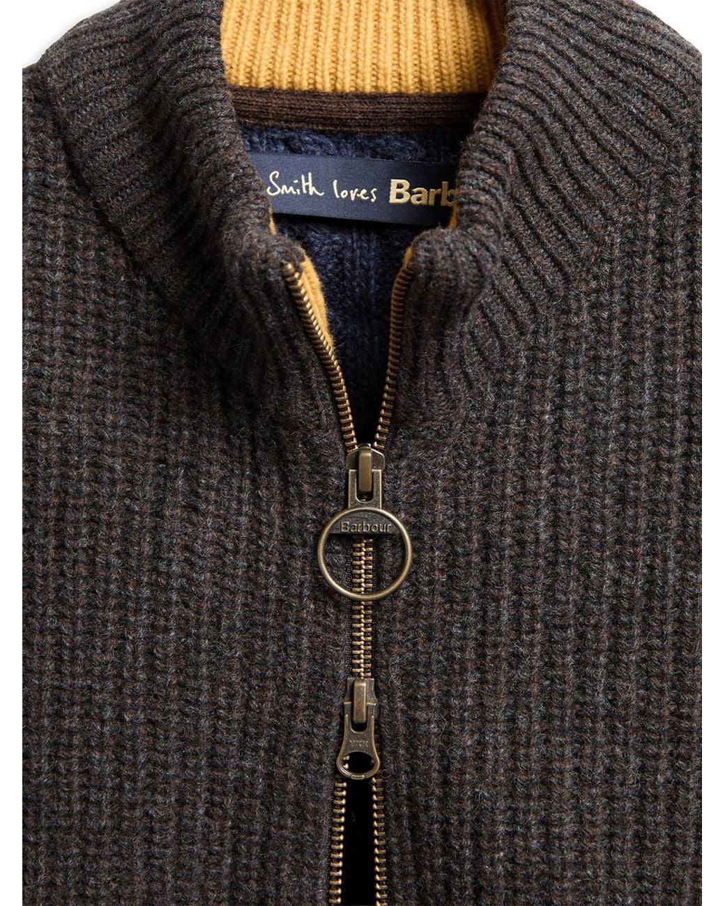 Barbour Black X Paul Smith Gamefair Cable-Knit Zip-Up Cardigan for men