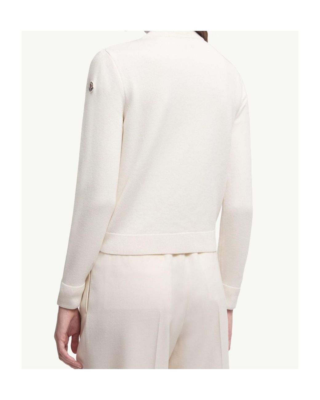 Moncler White Wool Padded Zip-Up Cardigan
