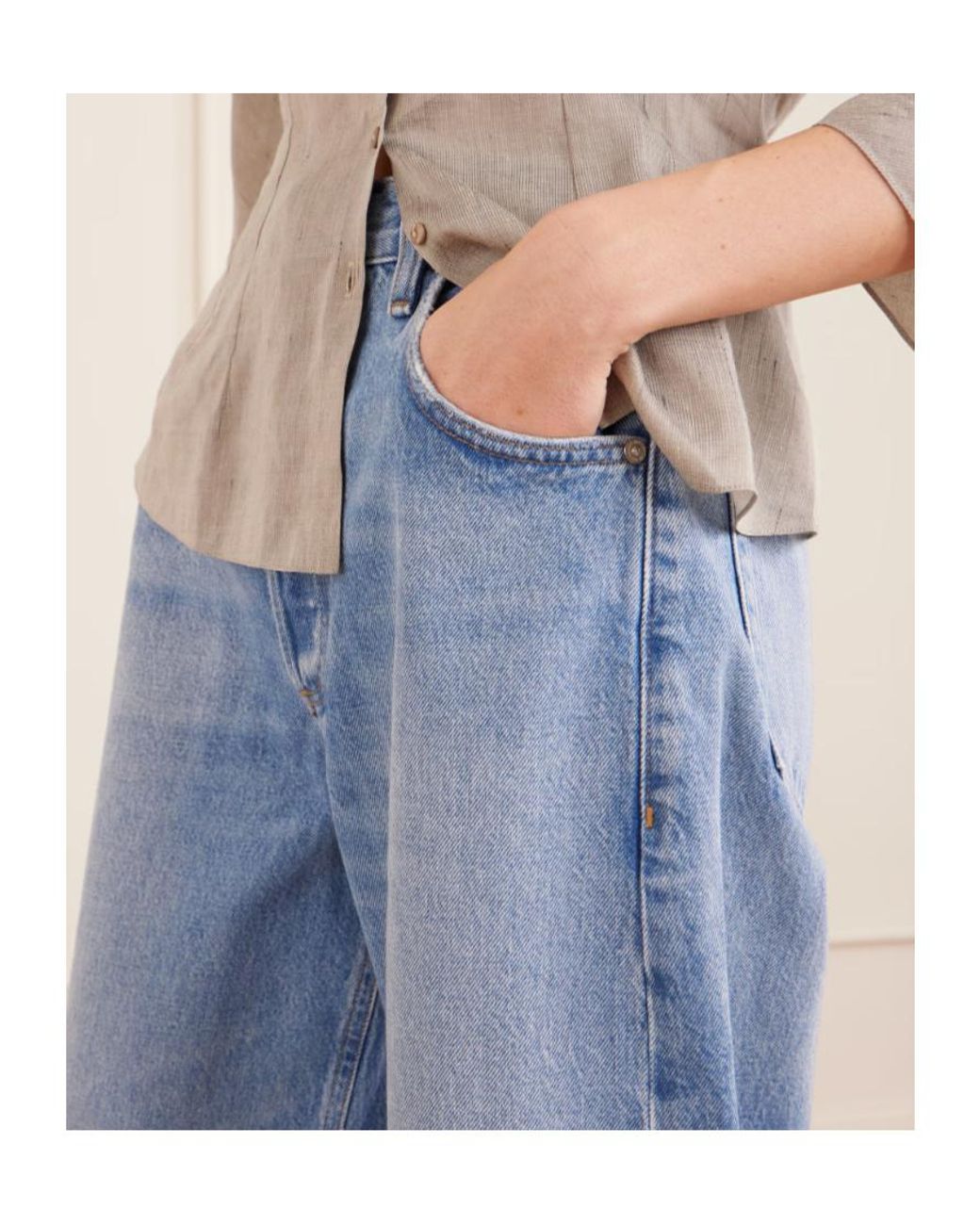 Citizens of Humanity Blue Ayla Mid-Rise Wide-Leg Jeans
