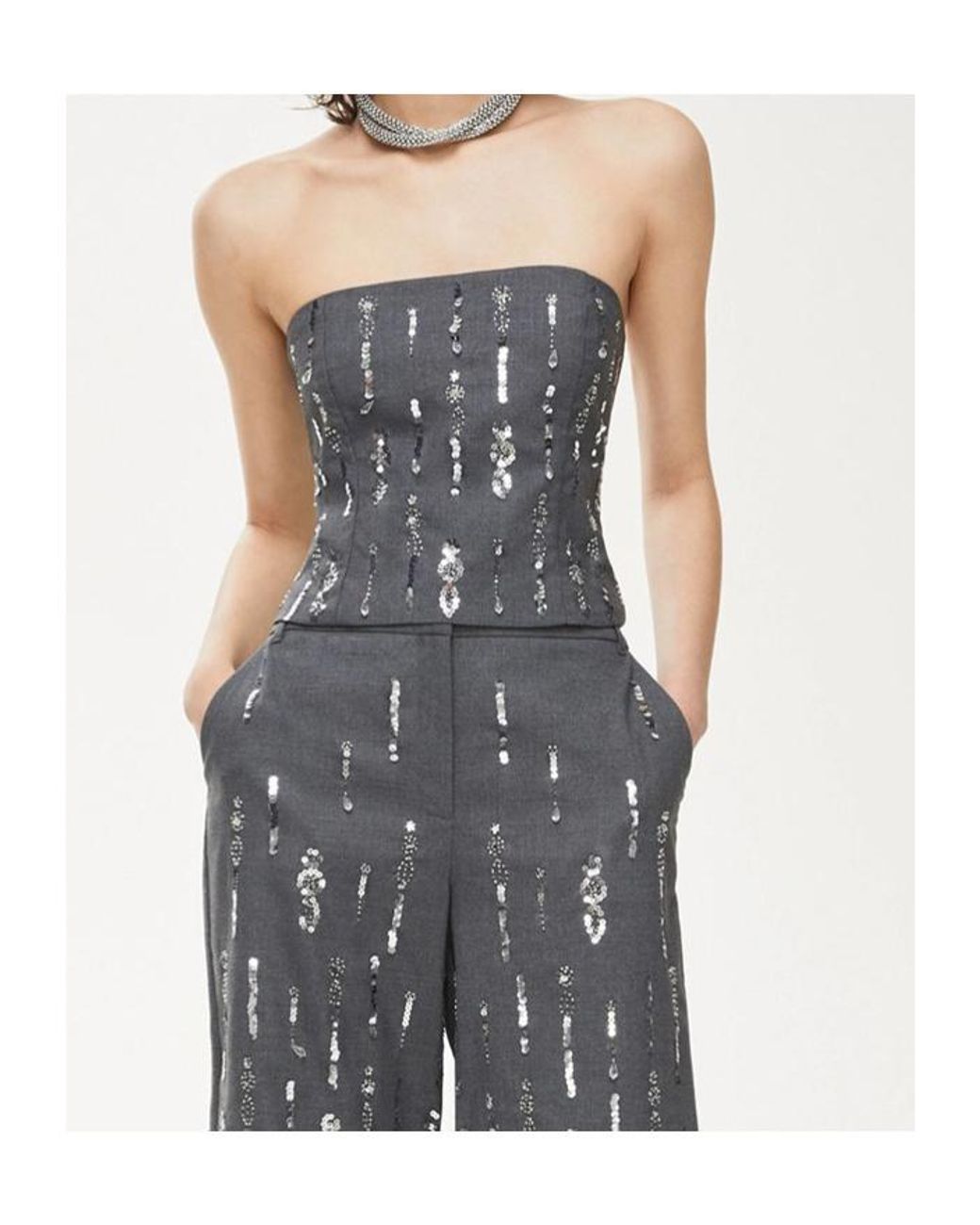 iBlues Gray Corset Top